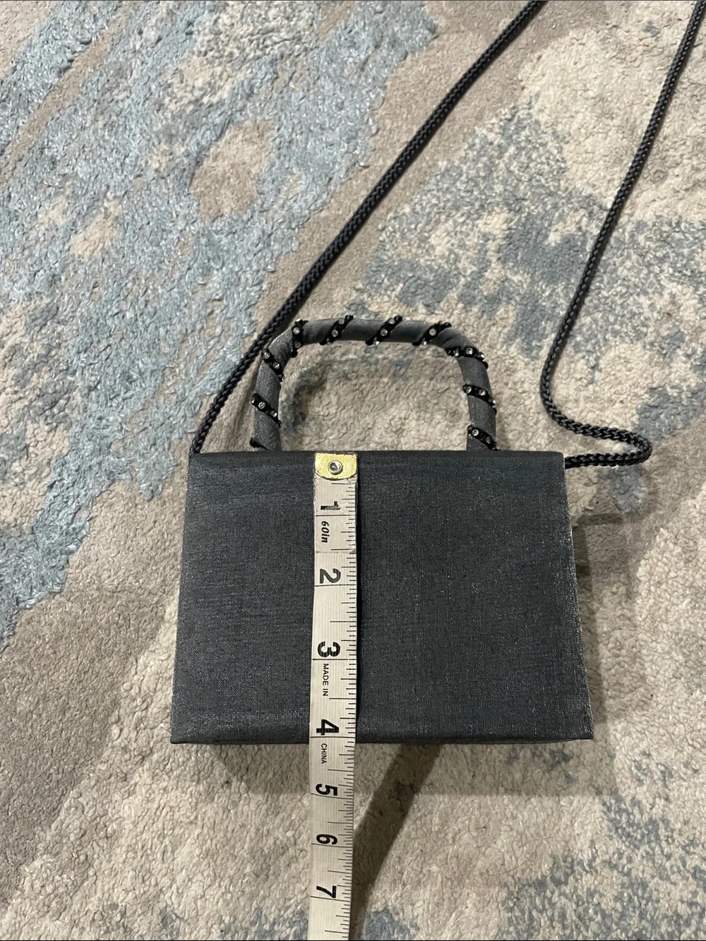 Vintage Gray Satin Structured Evening Mini Box Bag